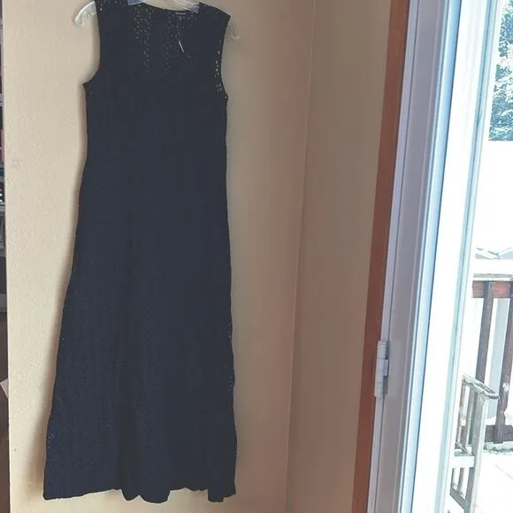 NWT Madewell Depeche Eyelet Maxi Dress Black 4