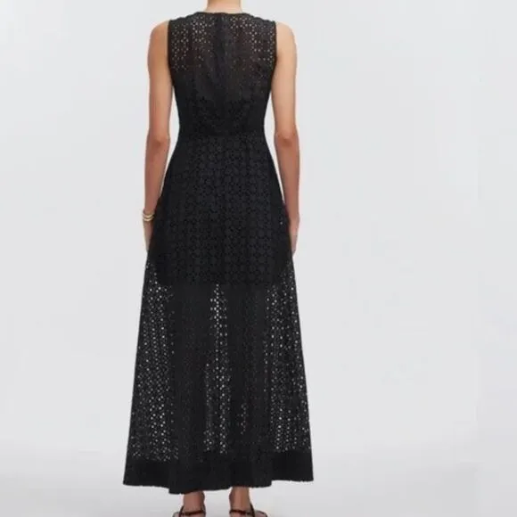 NWT Madewell Depeche Eyelet Maxi Dress Black 4
