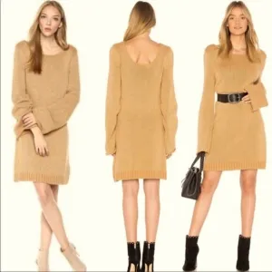 NWT Somedays Lovin “Swinging Stars” Metallic Tan/Gold sweater dress