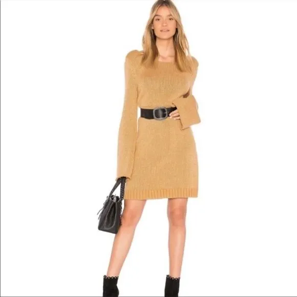 NWT Somedays Lovin “Swinging Stars” Metallic Tan/Gold sweater dress