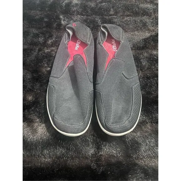 Olukai Nohea Mesh Slip On Shoes Black Red Lightweight Men's 13 M