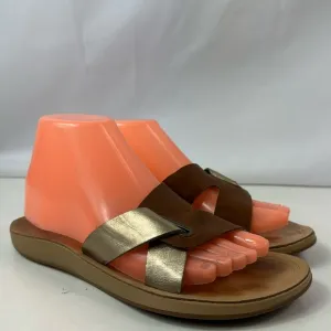 OLUKAI Nonohe Olu Golden Brown Leather Slide Women’s Sandals