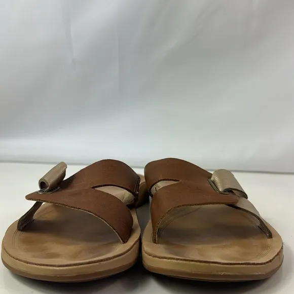OLUKAI Nonohe Olu Golden Brown Leather Slide Women’s Sandals