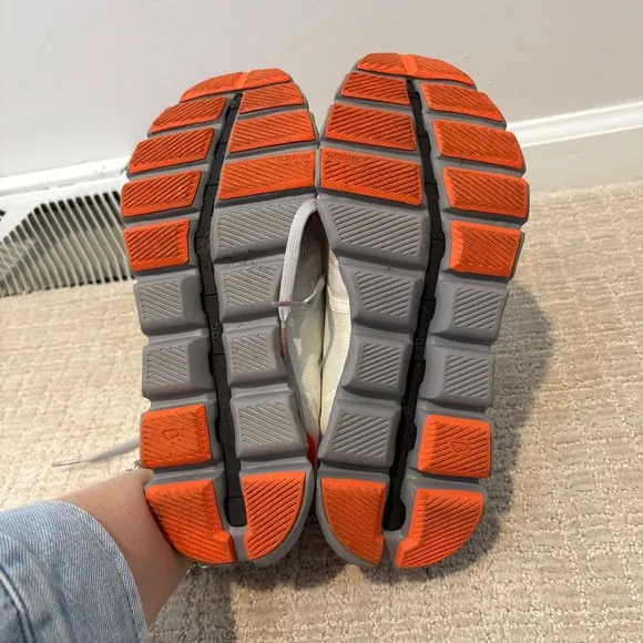 On Cloud X Running Shoes Lightweight Cross Trainer White Orange Women's 8