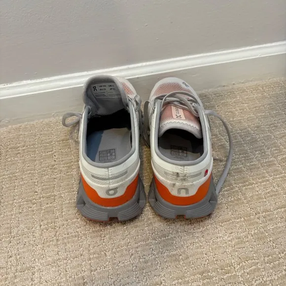 On Cloud X Running Shoes Lightweight Cross Trainer White Orange Women's 8