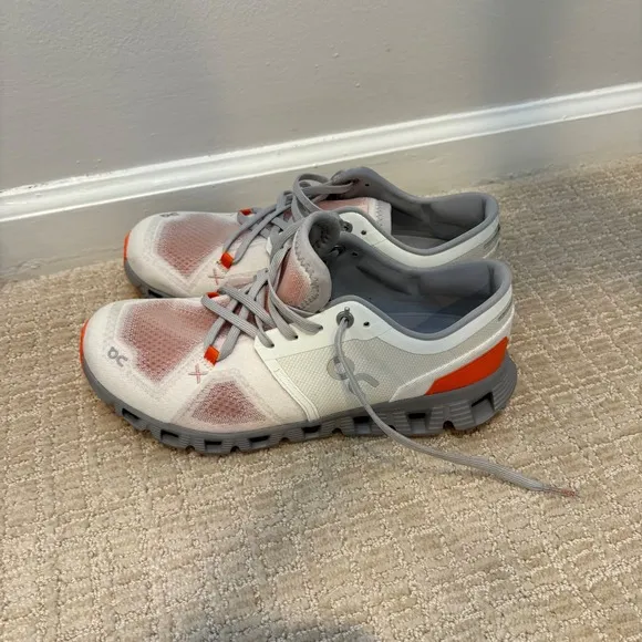 On Cloud X Running Shoes Lightweight Cross Trainer White Orange Women's 8