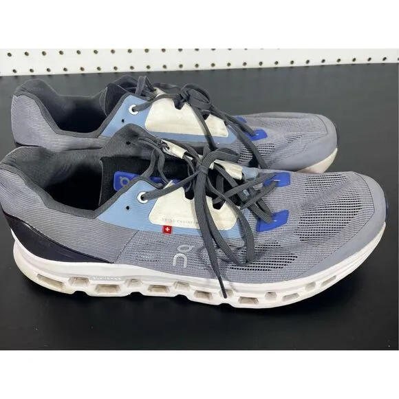 On Running Cloudstratus Grey Navy Blue Running Shoes size 14