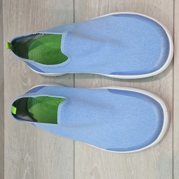 Oofos Women Revovery Light Blue Slip-On Shoes Sz 9