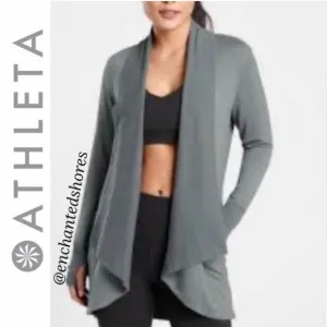 Open Front Cardigan Lightweight Sweater Athleta by Lululemon Gray Siz Xtra Small