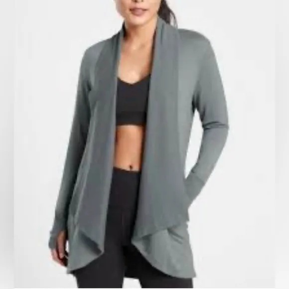 Open Front Cardigan Lightweight Sweater Athleta by Lululemon Gray Siz Xtra Small