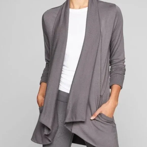Open Front Cardigan Lightweight Sweater Athleta by Lululemon Gray Siz Xtra Small