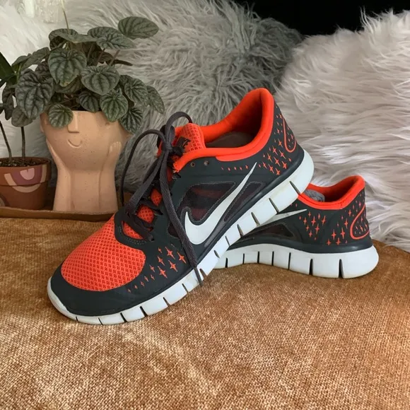 Orange Nike Free Runs Running Shoe