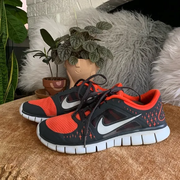 Orange Nike Free Runs Running Shoe