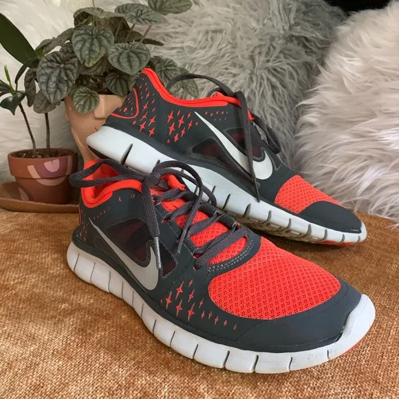 Orange Nike Free Runs Running Shoe
