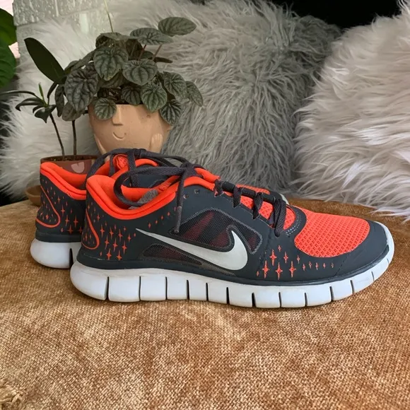 Orange Nike Free Runs Running Shoe