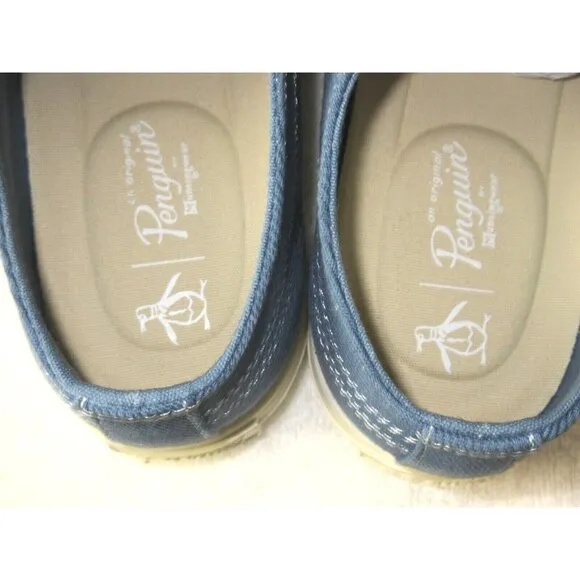 Original Penguin Men's Sam Stripe Classic Lace Up Light Blue Canvas Shoes NIB