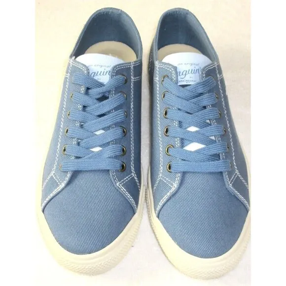Original Penguin Men's Sam Stripe Classic Lace Up Light Blue Canvas Shoes NIB
