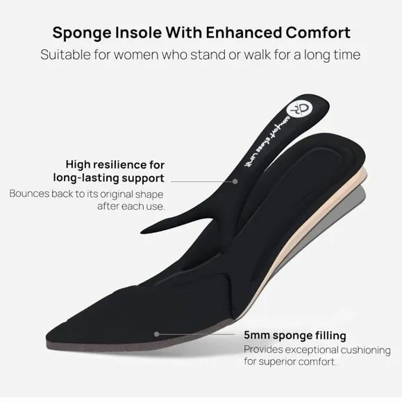 Ortho rest Women Slip On Pointed Toe Heels with Elastic Panels, Women's size 8