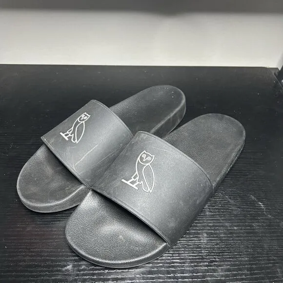 OVO October's Very Own Black Slides Slip On Sandals Mens Size 12
