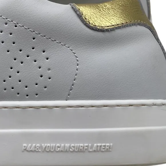 P448 Womens Shoes Thea Sneakers Sz 8 White Green Gold Leather Chunky Italy