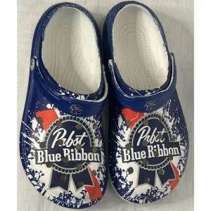 Pabst Blue Ribbon CROCS Clogs Shoes Mens Size 12 46-47 Beer Pong Resort Frat Boy