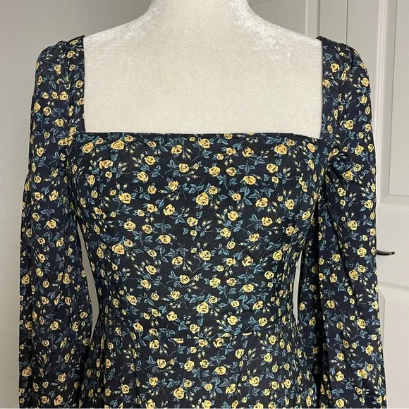 Paige Bacari Square Neck Long Sleeve Midi Dress Size S