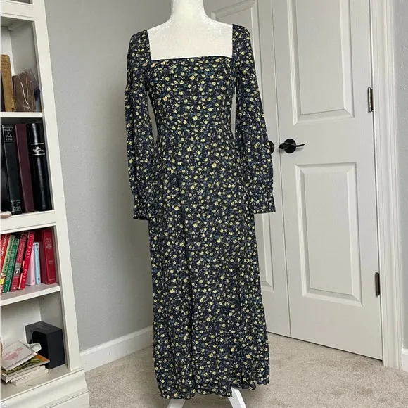 Paige Bacari Square Neck Long Sleeve Midi Dress Size S