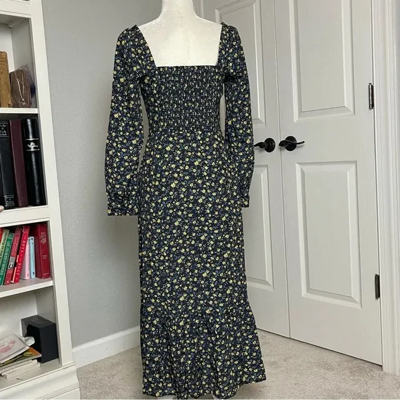 Paige Bacari Square Neck Long Sleeve Midi Dress Size S