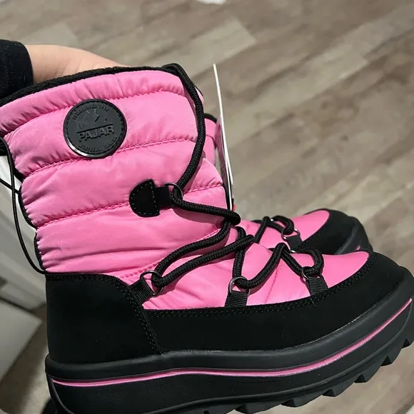 PAJAR Kid's Tirana Faux Wool Boots pink and black girls