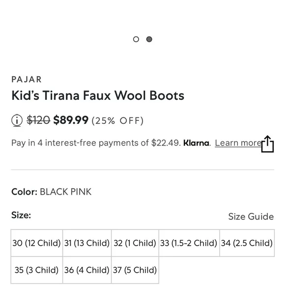 PAJAR Kid's Tirana Faux Wool Boots pink and black girls
