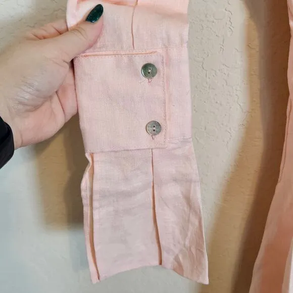 Palm Collective Mila Shirt Dress  Linen Light Pink Size X-Small