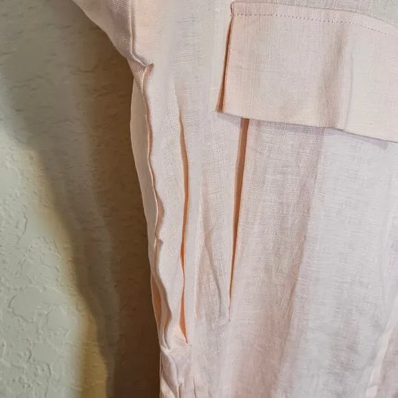 Palm Collective Mila Shirt Dress  Linen Light Pink Size X-Small