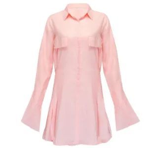 Palm Collective Mila Shirt Dress  Linen Light Pink Size X-Small