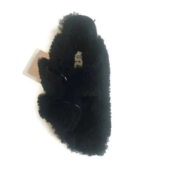 Papillio Birkenstock Arizona Big Buckle Shearling Sandals Womens 6 Teddy Black