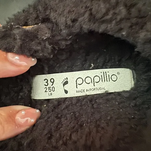 Papillio By Birkenstock Daytona Black Shearling Crisscross Sandals, Size 39 NWOB