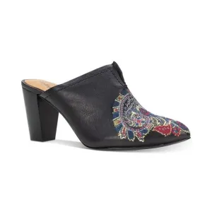 Patricia Nash Women's Black Roberta Embroidered Tapestry Leather Mules Size 9.5
