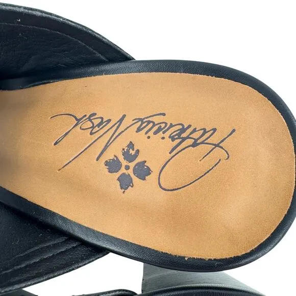 Patricia Nash Women's Black Roberta Embroidered Tapestry Leather Mules Size 9.5