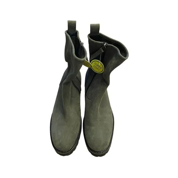 Paul Green Super Soft Ankle Boots Leather Platform Side Zipper Gray Size 5