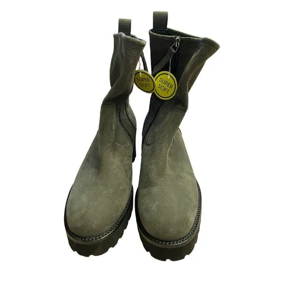 Paul Green Super Soft Ankle Boots Leather Platform Side Zipper Gray Size 5