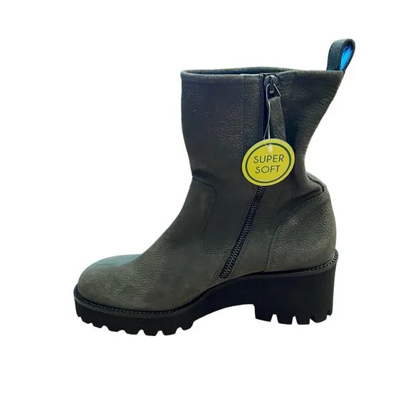 Paul Green Super Soft Ankle Boots Leather Platform Side Zipper Gray Size 5