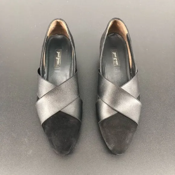Paul Green Daniella Black Suede Crisscross Straps Covered Wedge Shoes Size 7/4.5