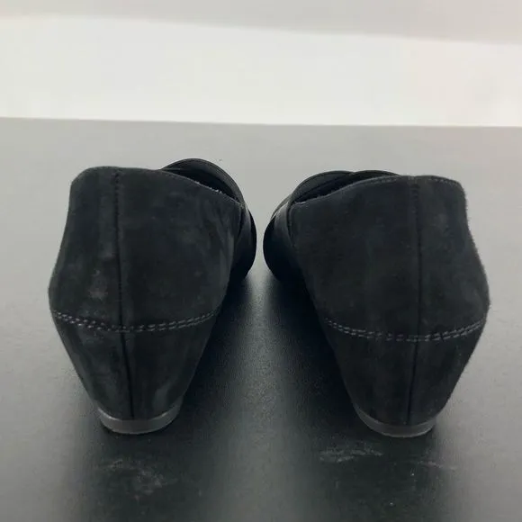 Paul Green Daniella Black Suede Crisscross Straps Covered Wedge Shoes Size 7/4.5