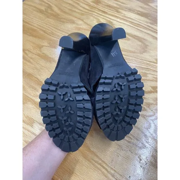 Pedro Garcia Women's 6.5 Black Suede Slip On High Cone Heel Strappy Sandals S28