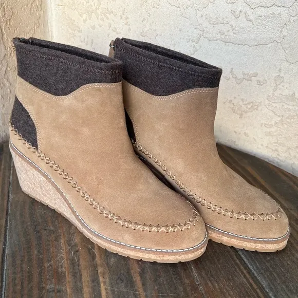 Pendleton Leather &amp; Wool Wedge Brown Boots