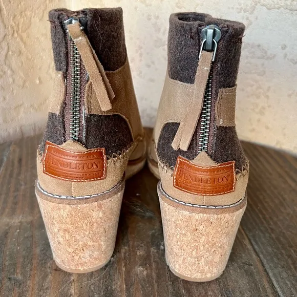 Pendleton Leather &amp; Wool Wedge Brown Boots