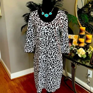 Persifor Kilpatrick 3/4 Sleeve Leopard Print Dress Brown Sz XL NWOT