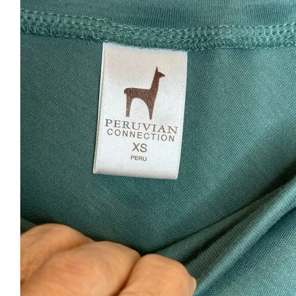 Peruvian Connection 100% pima cotton teal maxi flare skirt size XS