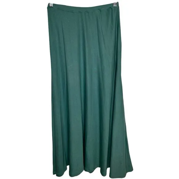Peruvian Connection 100% pima cotton teal maxi flare skirt size XS