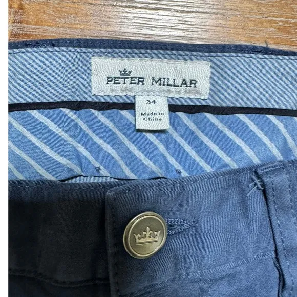 Peter Millar Soft Touch Twill Pants Comfort Stretch Blue Casual 34