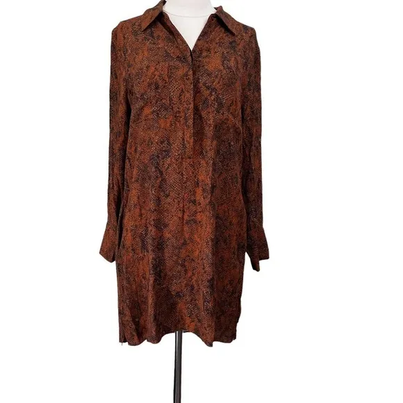 PEYTON Jensen Snakeskin Long sleeve Hi-Low Shirt Dress